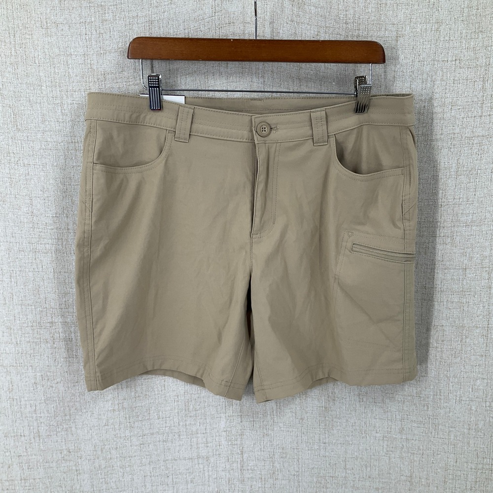 Eddie Bauer Rainier Shorts Womens 14 Khaki Hiking Outdoor Classic Stretch NEW